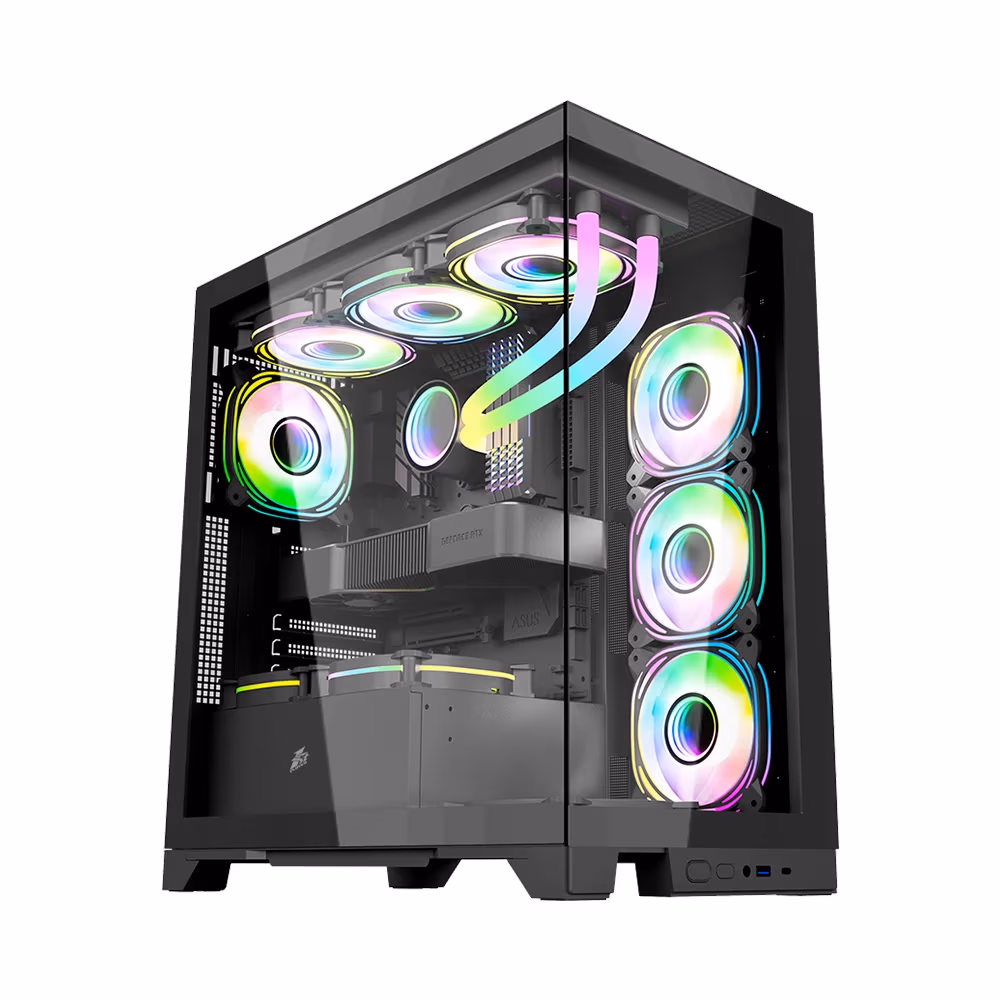 Carcasa Gaming 1STPLAYER Mi8 / no PSU / Side-Window / 7x120mm / ATX / Black