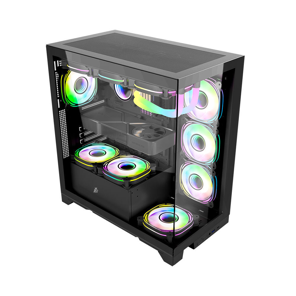 Carcasa Gaming 1STPLAYER Mi8 / no PSU / Side-Window / 7x120mm / ATX / Black photo 2