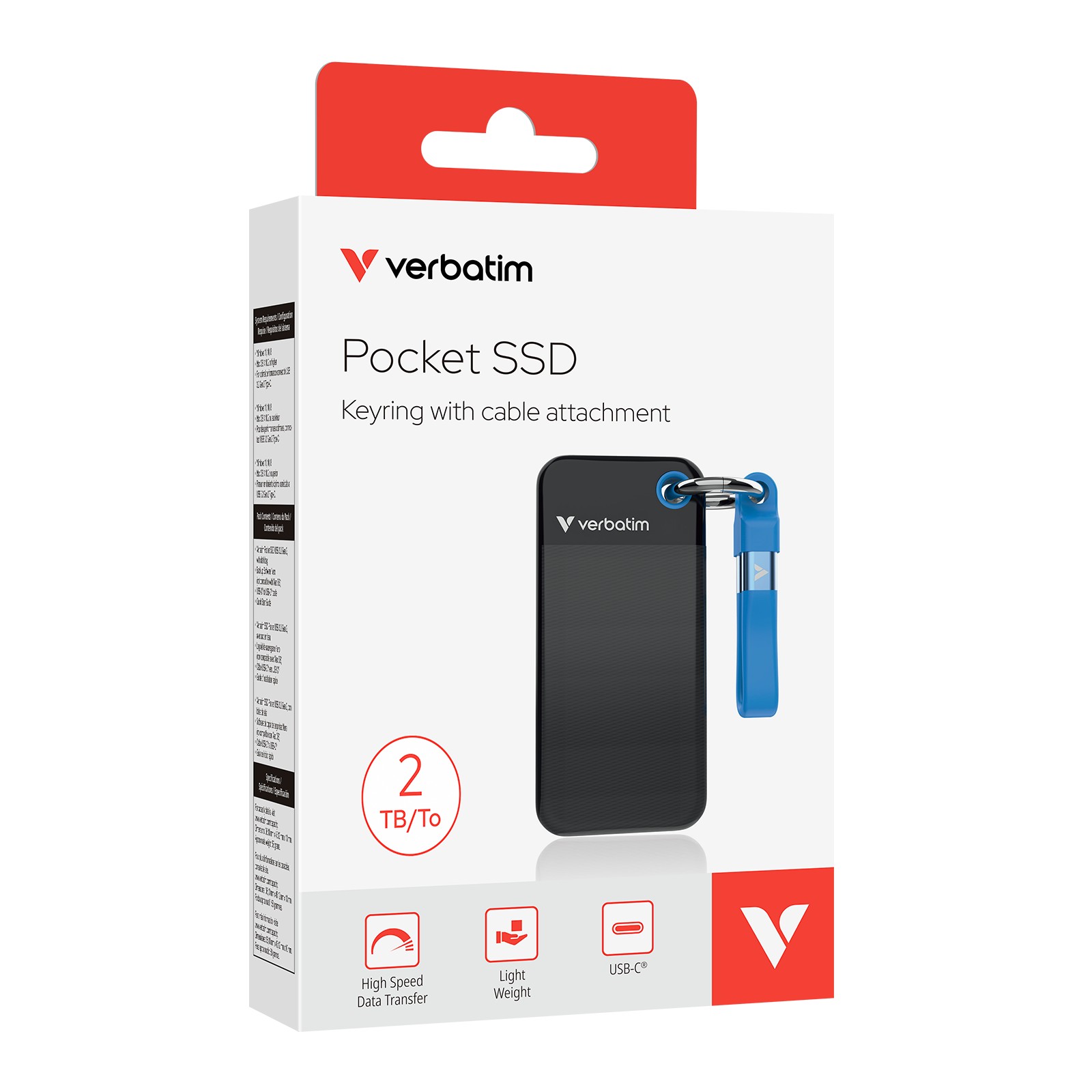 M.2 Внешний SSD Verbatim Pocket / 2TB / USB 3.2 Gen 2 / Black/Blue photo 3