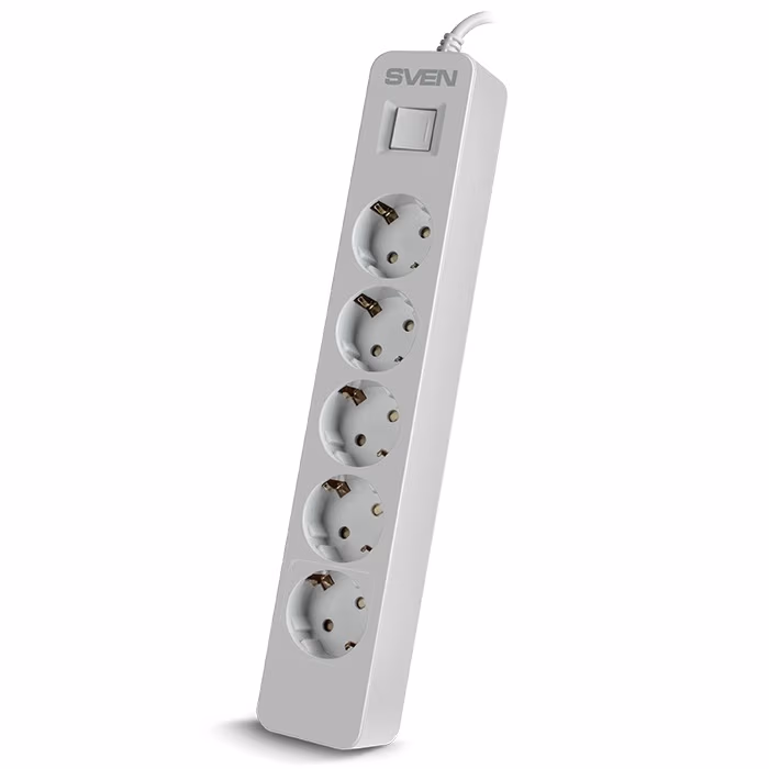 Surge Protector SVEN SF-05, 5 Sockets, 5.0m, White, color box 