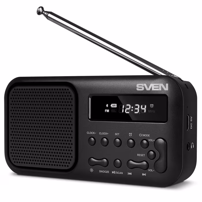 Колонка Портативная SVEN SRP-50 Black / 3W / Bluetooth / FM/AM/SW Radio 
