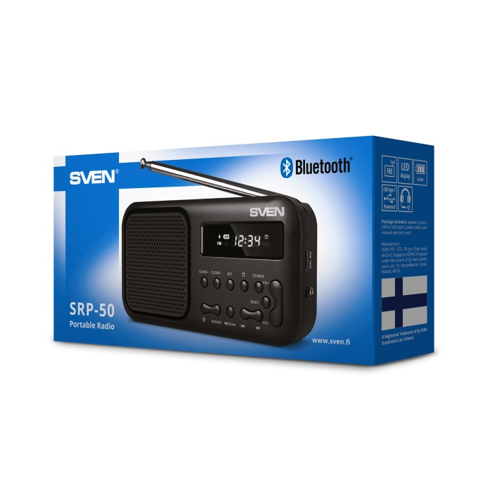 Boxa portabila SVEN SRP-50 Black / 3W / Bluetooth / FM/AM/SW Radio photo 5