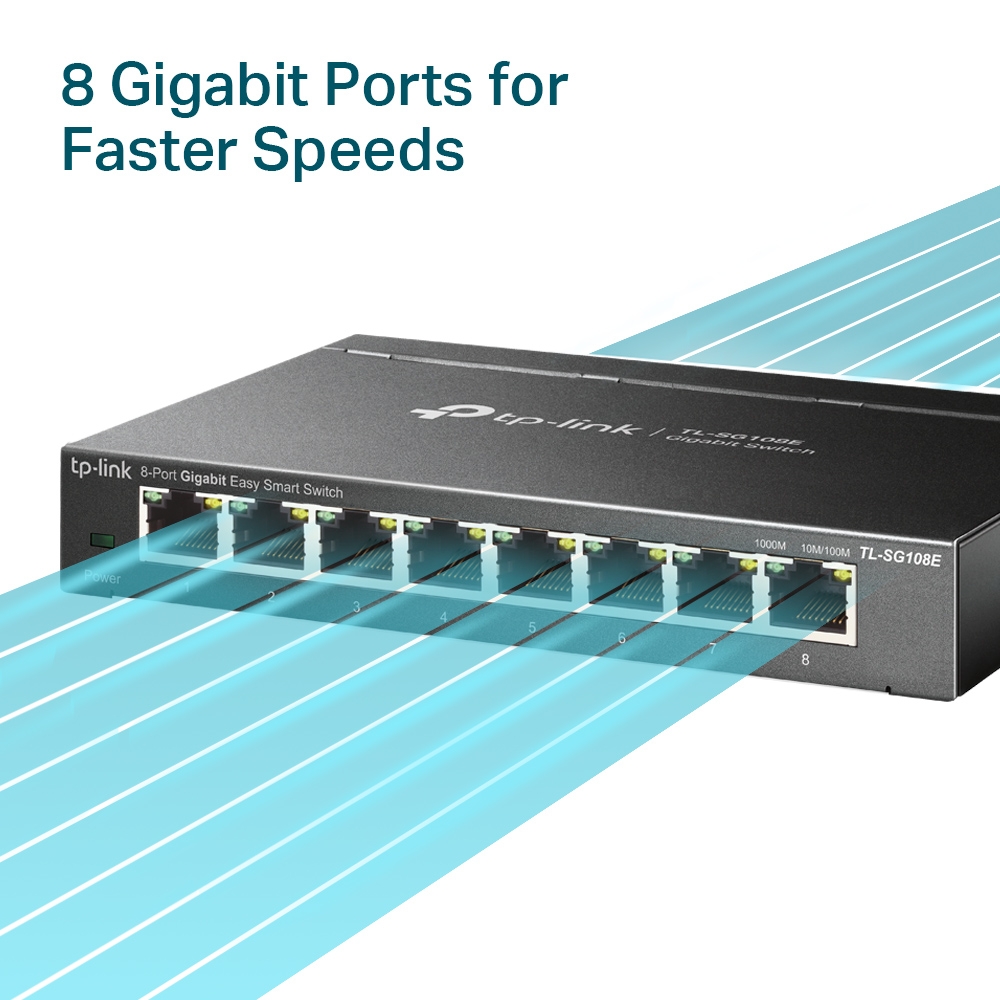Switch TP-LINK TL-SG108E / 8 port / Gigabit / RJ45 / steel case photo 3