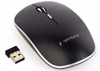 Gembird MUSW-4B-01, Wireless Optical Mouse, 2.4GHz, 4-button, 800/1200/1600dpi, Nano Reciver, USB, Black