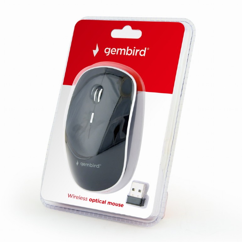 Gembird MUSW-4B-01, Wireless Optical Mouse, 2.4GHz, 4-button, 800/1200/1600dpi, Nano Reciver, USB, Black photo 3