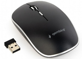 Gembird MUSW-4B-01, Wireless Optical Mouse, 2.4GHz, 4-button, 800/1200/1600dpi, Nano Reciver, USB, Black thumbnav 1