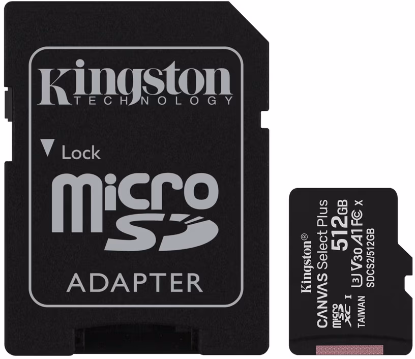 Card de memorie microSD 512GB Kingston Canvas Select Plus, 100MBps, + SD adapter 