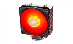 DEEPCOOL Cooler  "GAMMAXX 400 V2 RED", Socket Intel LGA1700/1200/1151/1150/1155 & AM5/AM4/AM3/FM2, up to TDP 180W, 120х120х25mm, PWM Fan with RED LED, 500~1650rpm, <27.8 dBA, 64.5CFM, 4 pin, PWM, Hydro Bearing, 4x 6mm Cooper heatpipes direct contact thumbnav 1