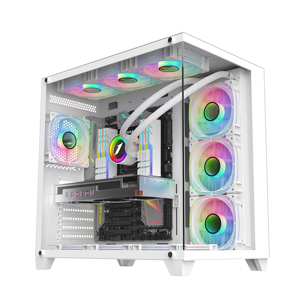 Carcasa Gaming 1STPLAYER MV8-TP / no PSU / Side-Window / 7x120mm / ATX / White photo 2