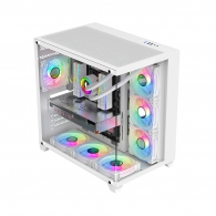 Carcasa Gaming 1STPLAYER MV8-TP / no PSU / Side-Window / 7x120mm / ATX / White thumbnav 3