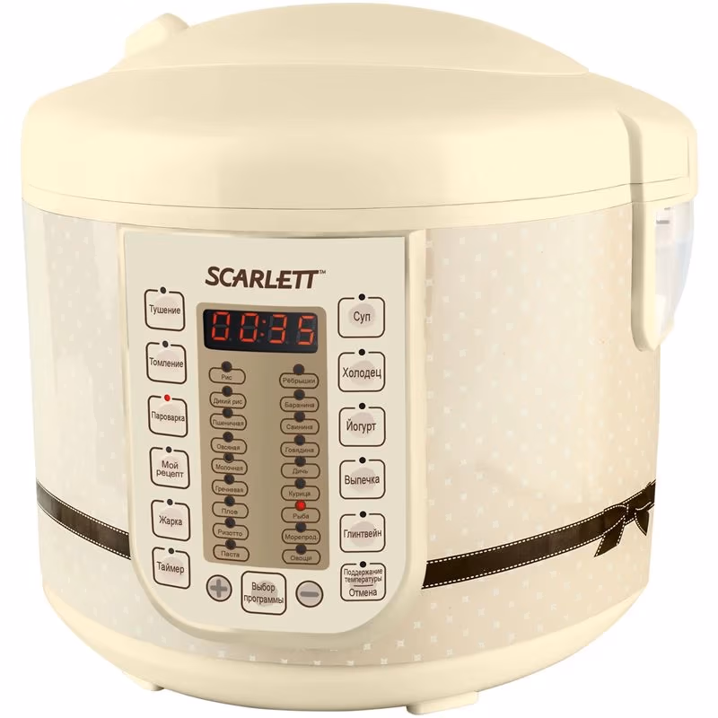 Мультиварка Scarlett SCMC410S06, 5 л, 900 Вт, Белый с бежевым