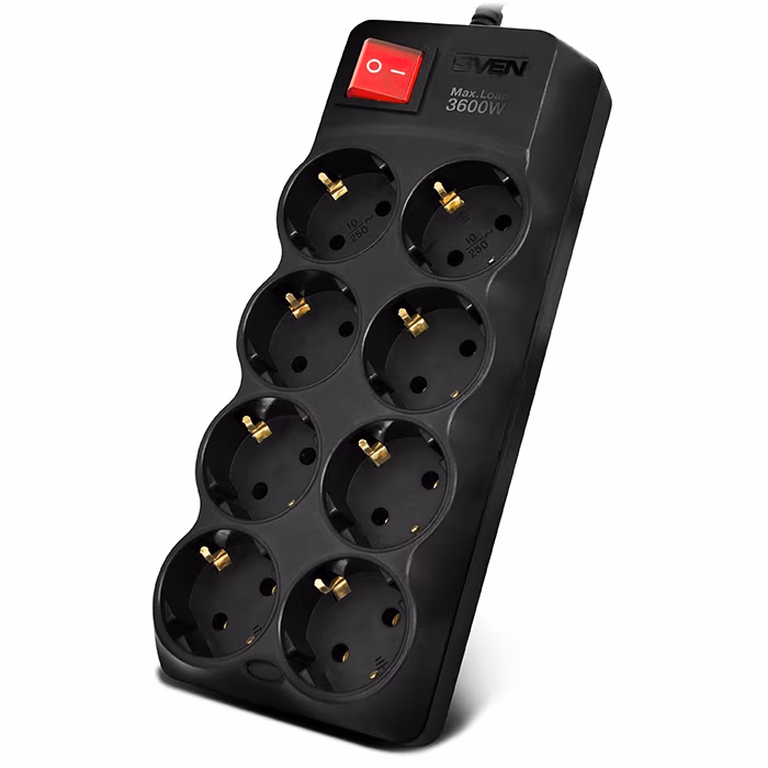 Surge Protector SVEN SF-08-16, 8 Sockets, 3.0m, Black 