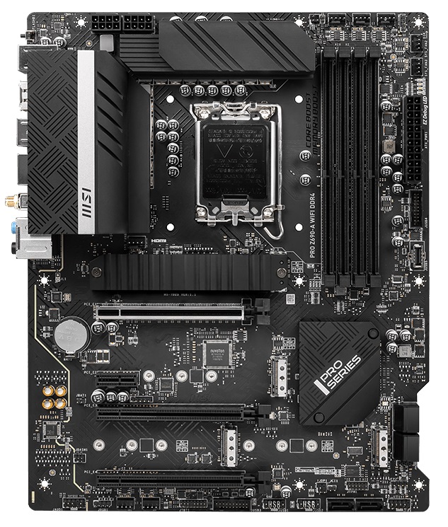 MSI PRO Z690-A WIFI DDR4, Socket 1700, Intel® Z690 (12th Gen CPU), CPU graphics, HDMI, DP, Dual 4xDDR4-5200, 3xPCIe X16 5.0, 6xSATA3, RAID, 4xM.2 4.0, 1xPCIe X1, ALC897 HDA 7.1, 2.5GbE LAN, WiFi6/BT, 1xUSB-C 3.2Gen2x2, 2xUSB3.2Gen2(A+C), 6xUSB3.2, RGB Mys photo 1