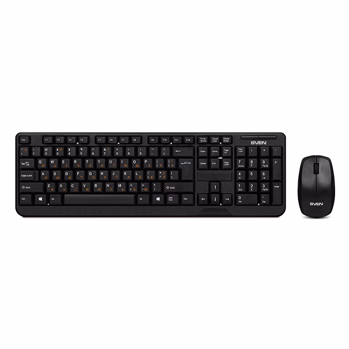 SVEN Comfort 3300 Wireless, Keyboard & Mouse, 2.4GHz , Multimedia Keyboard Standart + Mouse(2+1 keys,1000dpi), Nano receiver, USB, Black, Rus/Ukr/Eng 