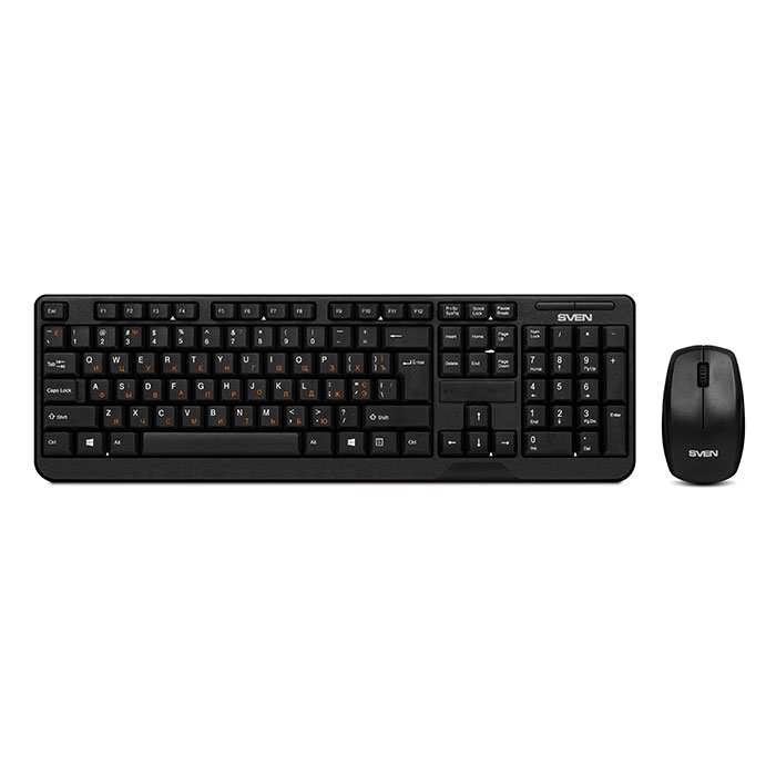 SVEN Comfort 3300 Wireless, Keyboard & Mouse, 2.4GHz , Multimedia Keyboard Standart + Mouse(2+1 keys,1000dpi), Nano receiver, USB, Black, Rus/Ukr/Eng photo 1