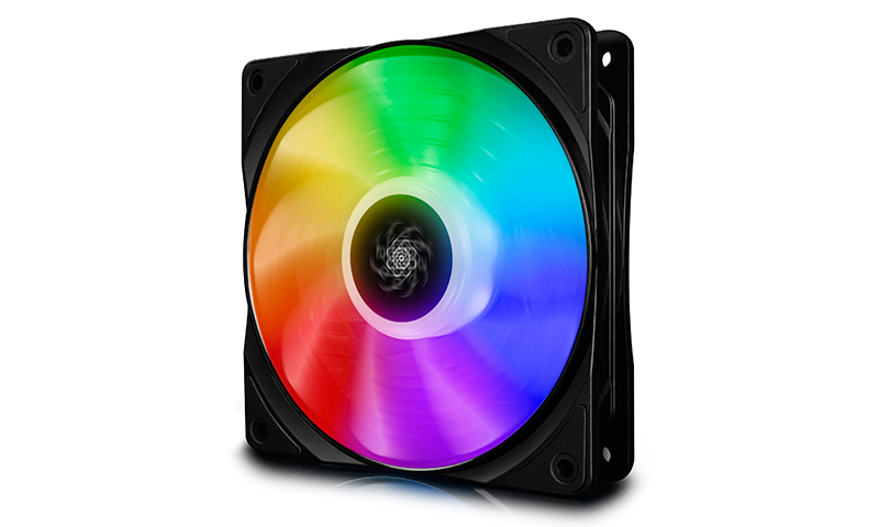 120mm Case Fan - DEEPCOOL "CF120", 1x  A-RGB LED Fan, 120x120x25mm, 500±200~1500±10%RPM, 17.8~27dB(A), 56.5CFM, Hydro Bearing, 4Pin PWM, 3pin(+5V-D-G), Black photo 1
