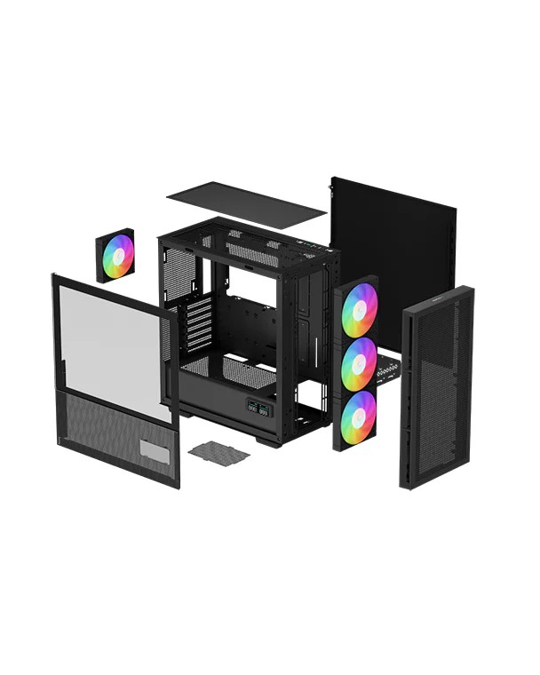 Carcasa DEEPCOOL CH560 DIGITAL / w/oPSU / Side-Window / Digital screen / 4x120mm ARG / ATX / Black photo 5