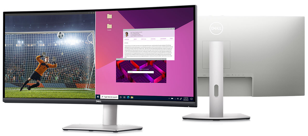 34.0" Монитор DELL S3423DWC / Curved  / 21:9 / 4K / 100Hz / Black/Silver photo 3