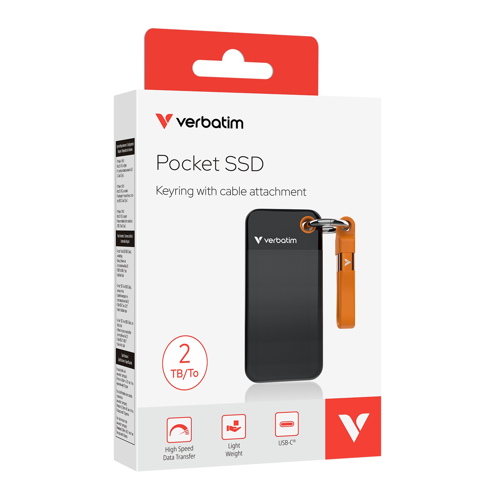 M.2 Внешний SSD Verbatim Pocket / 2TB / USB 3.2 Gen 2 / Black/Orange photo 3