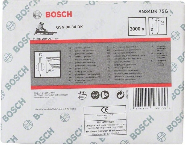 Set de cuie pentru pistol de insurubat Bosch 2608200007 photo 1 Set de cuie pentru pistol de insurubat Bosch 2608200007 photo 1