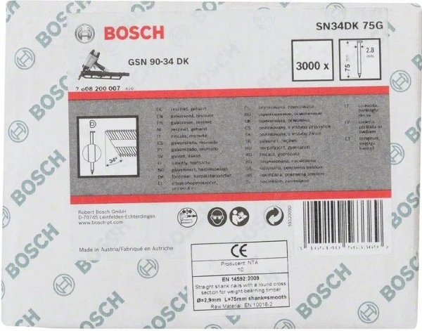 Set de cuie pentru pistol de insurubat Bosch 2608200007