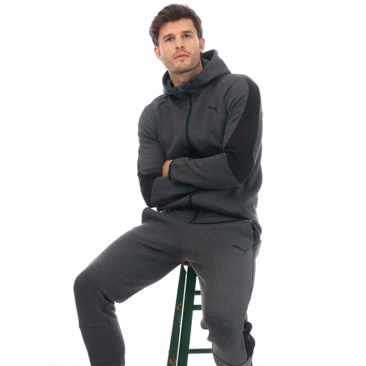 Hanorac pt bărbați Puma EVOSTRIPE Core FZ Hoodie S Gri photo 3