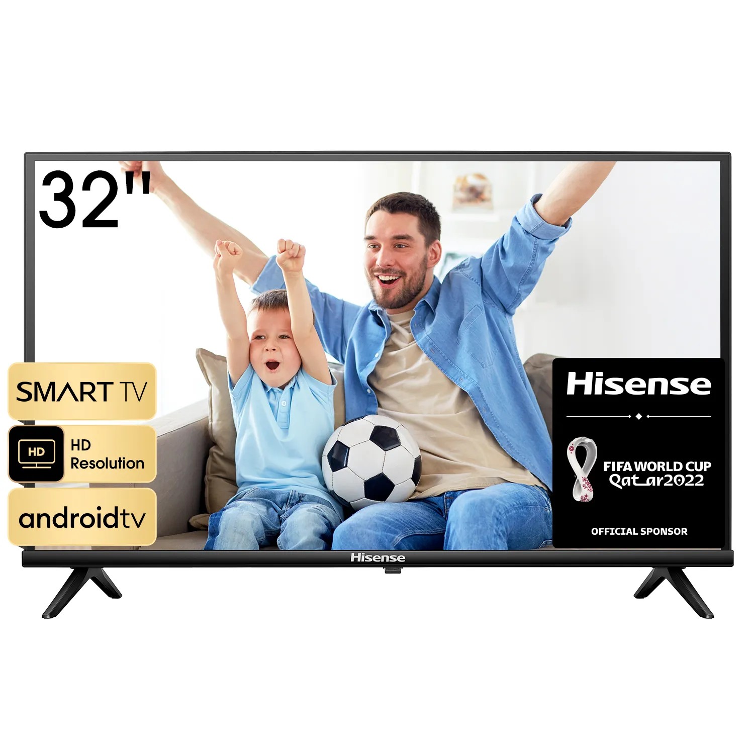 32" LED TV Hisense 32A4HA, Black (1366x768 HD Ready, PCI 1000 Hz, SMART TV (Android TV OS), 3 x HDMI2.0, 2 x USB, DVB-T/T2/C/S2, Speakers 2 x 6W, 3.8 Kg) photo 1