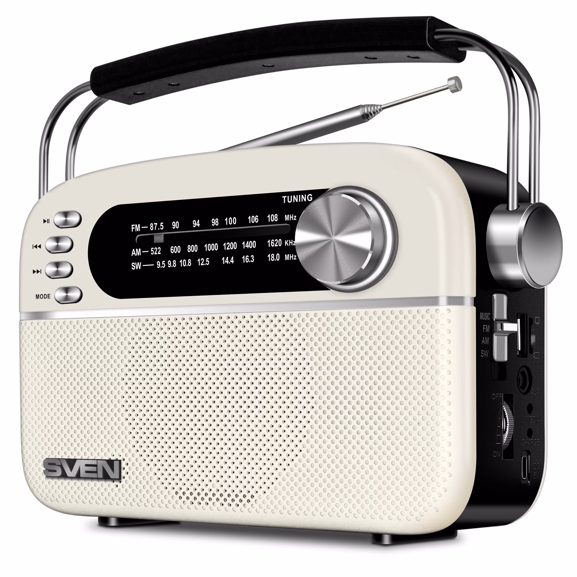 Boxa portabila SVEN SRP-505, White / 3W / Bluetooth / FM/AM/SW Radio / USB / microSD