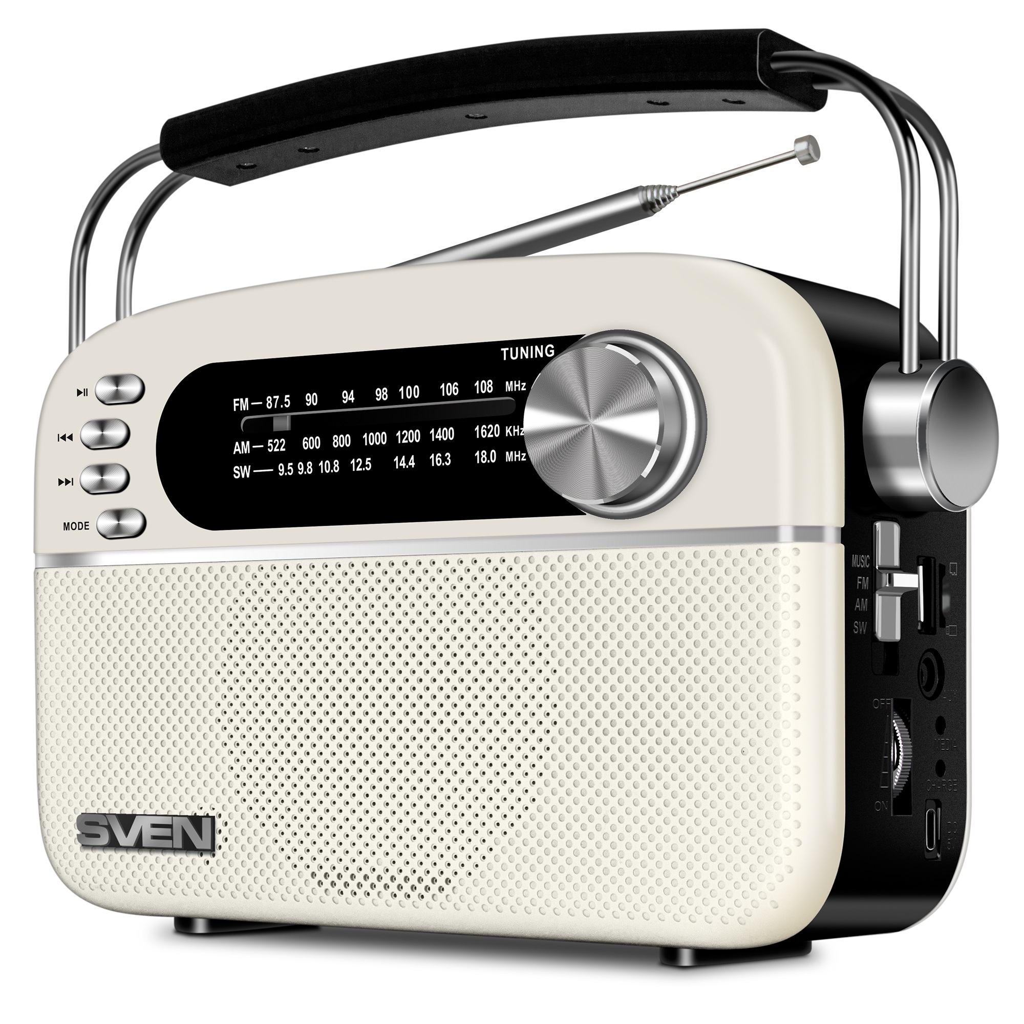 Boxa portabila SVEN SRP-505, White / 3W / Bluetooth / FM/AM/SW Radio / USB / microSD photo 1