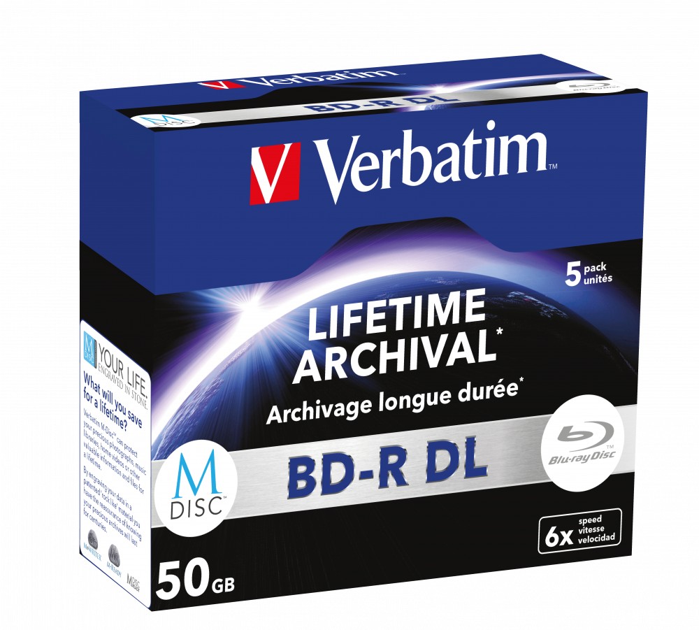 Verbatim M-Disk BD-R DL Lifetime Archival 50GB 6X, Matt Silver photo 1