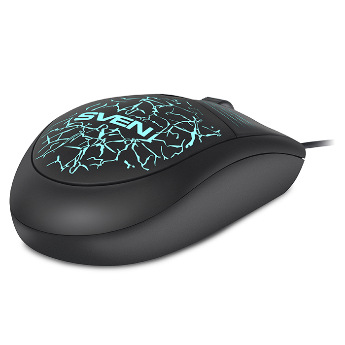 SVEN RX-70, Optical Mouse, Changeable backlighting, Soft Touch coating, 2+1 (scroll wheel), 1200 dpi, USB,  2m, Black photo 7