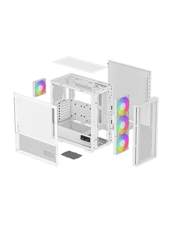 Carcasa DEEPCOOL CH560 WH DIGITAL / w/oPSU / Side-Window / Digital screen / 4x120mm ARG / ATX / White photo 5