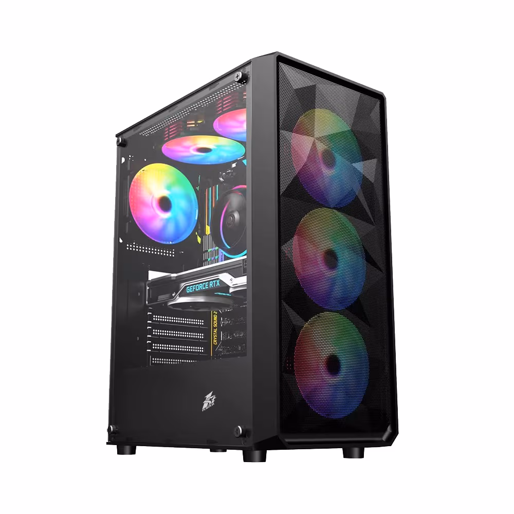 Carcasa Gaming 1STPLAYER FD3 / w/oPSU / Side-Window / 6x120mm / ATX / Black