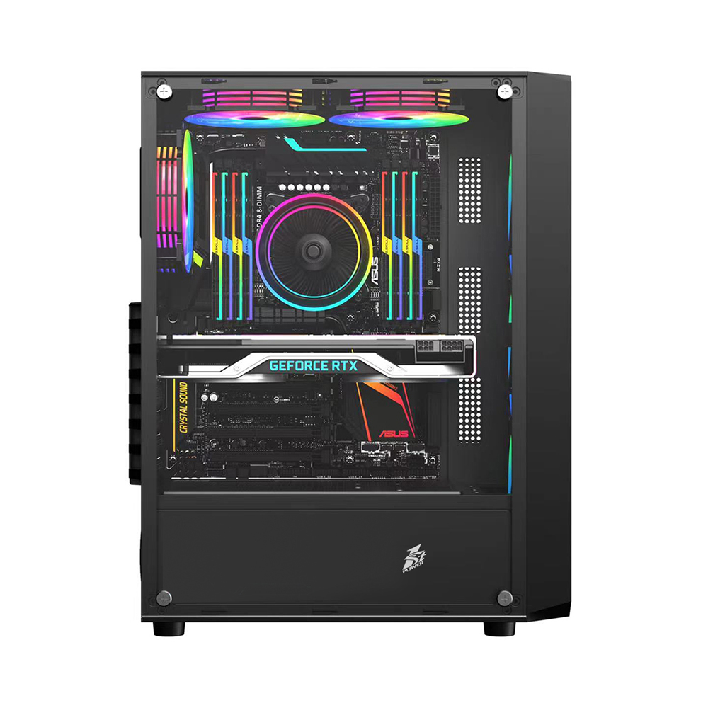 Carcasa Gaming 1STPLAYER FD3 / w/oPSU / Side-Window / 6x120mm / ATX / Black photo 4