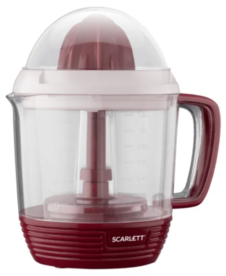 Соковыжималка цитрусовая Scarlett SC-JE50C08, 1.2 л, 25 Вт, 1 скоростей, Красный photo 1
