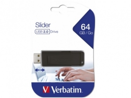 64GB USB2.0 Verbatim Slider Black, Retractable USB connector, (Up to: Read 18 MByte/s, Write 10 MByte/s) thumbnav 4