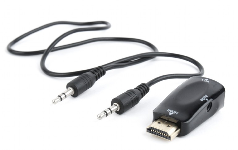 Адаптер Gembird   A-VGA-HDMI-02, VGA to HDMI / 0.15m / black photo 1