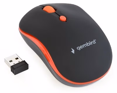 Gembird MUSW-4B-03-R, Wireless Optical Mouse, 2.4GHz, 4-button, 800/1200/1600dpi, Nano Reciver, USB, Black/Red