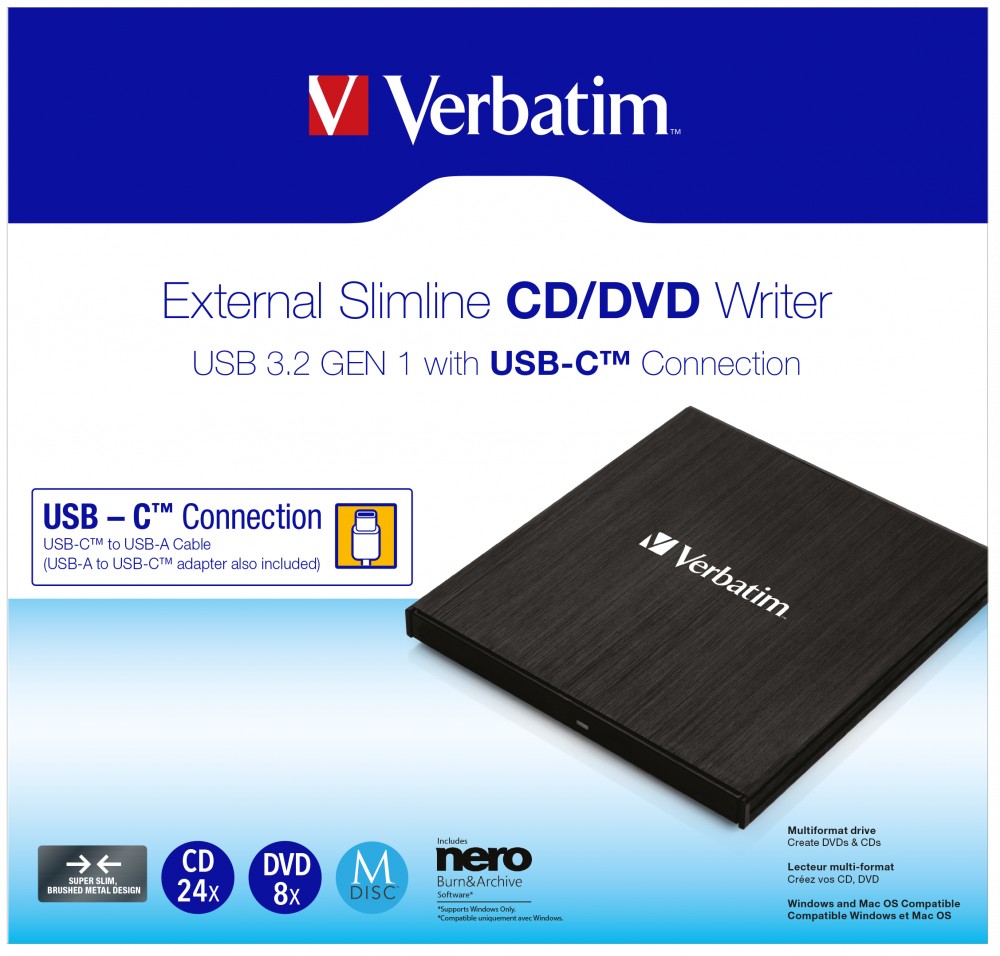 CD/DVD Extern cu USB-C VERBATIM photo 2