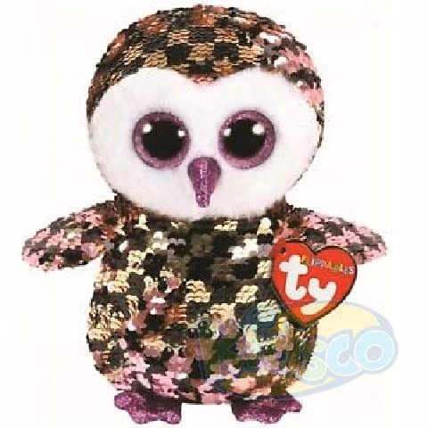 TY TY36673 Bb Flippables Checks - Black/Pink/Gold Owl 15cm