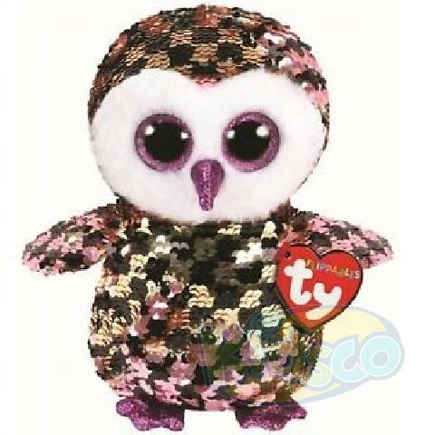 TY TY36673 Bb Flippables Checks - Black/Pink/Gold Owl 15cm photo 1