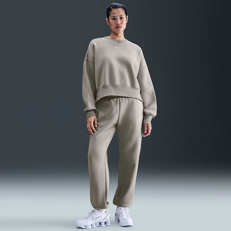 Jacheta Nike W NSW STYLE FLC CREW OOS L Gri Femei photo 4
