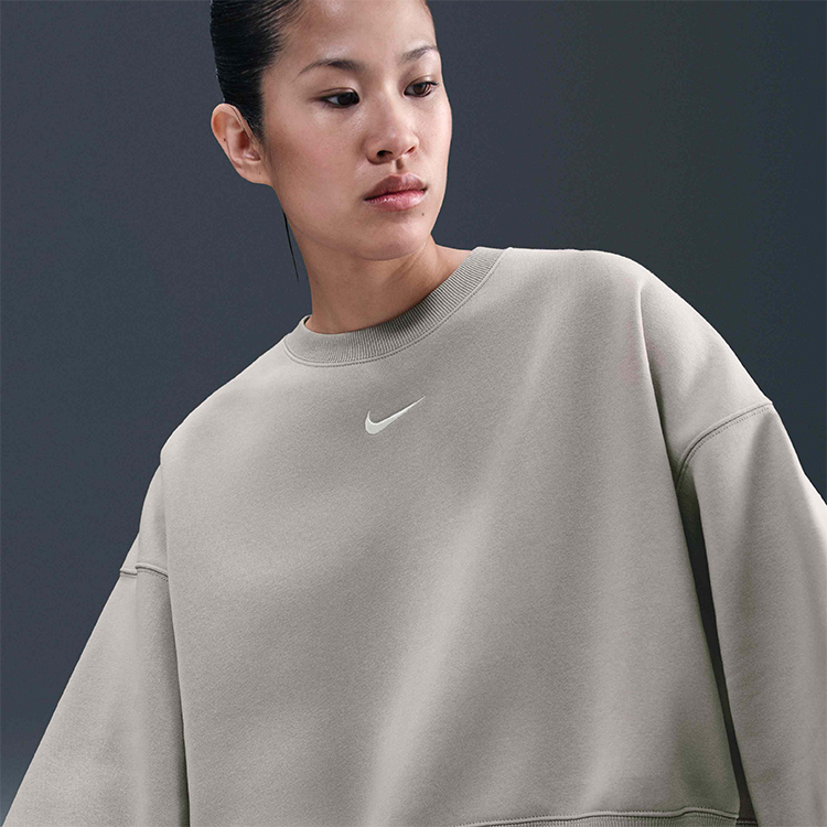 Jacheta Nike W NSW STYLE FLC CREW OOS L Gri Femei photo 6