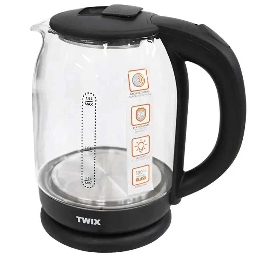 Fierbator de apa electric Twix HMKT-09, 1.8 l, 1500 W, Negru Fierbator de apa electric Twix HMKT-09, 1.8 l, 1500 W, Negru
