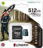 Карта памяти microSD Kingston Canvas Go! Plus 170Mbps/ 512GB + SD adapter