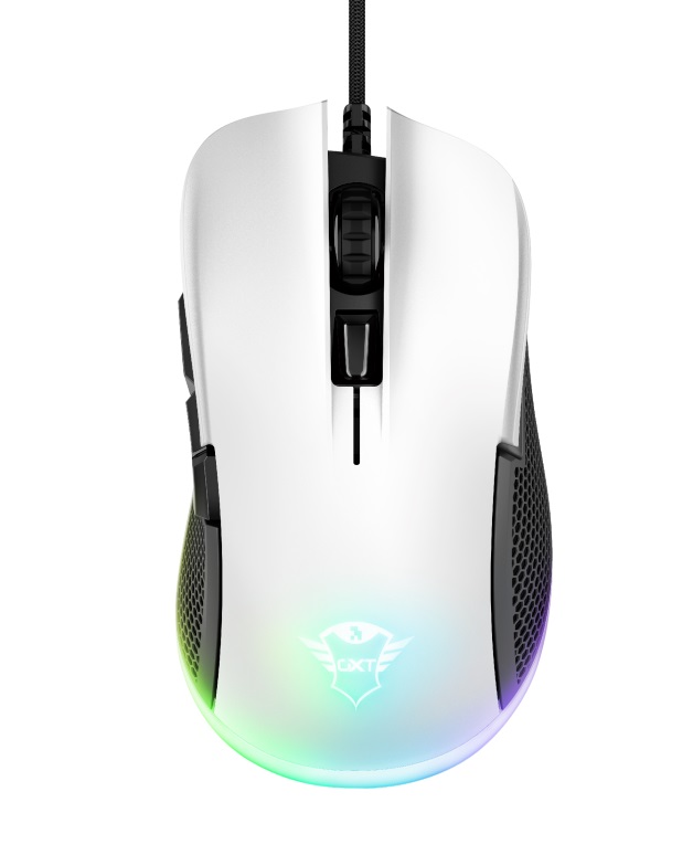 Trust Gaming GXT 922W Ybar RGB LED lighting Mouse, 200 - 72000 dpi, 6 button, RGB lighting, 2,1 m USB, White photo 1