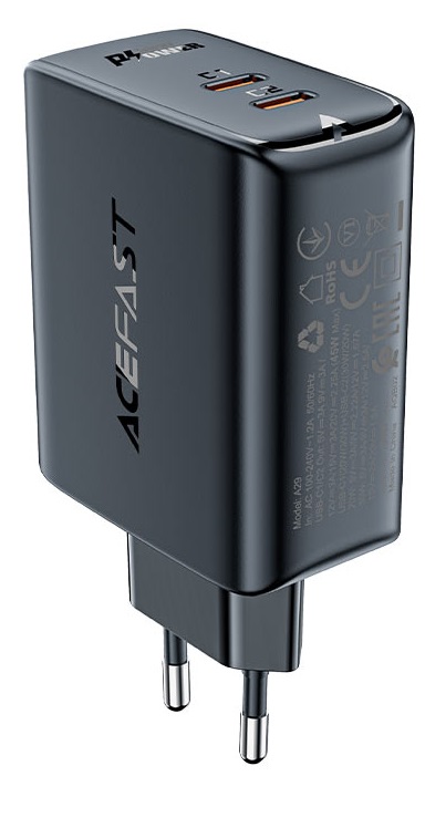 USB Charger  ACEFAST A29, Dual port, 2 x USB-C, GaN PD50W, USB-C 1/2: 45W, Total output: 50W (max.), PD3.0, QC4.0, Black photo 2