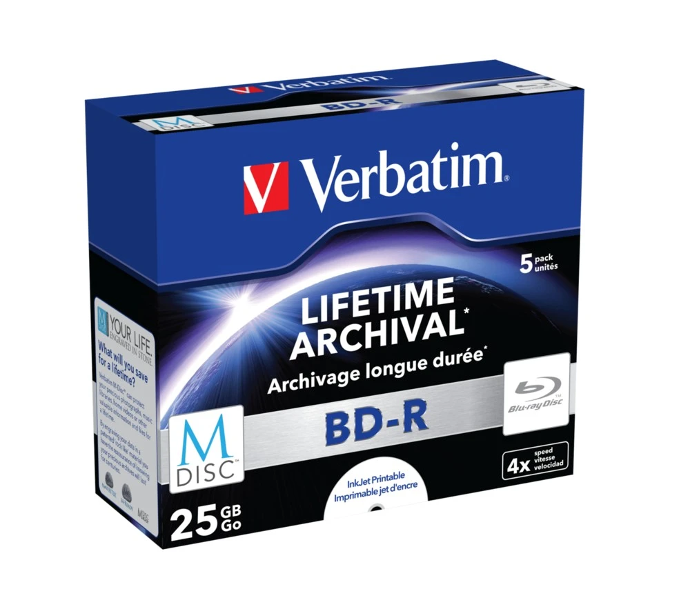 Verbatim M-Disk BD-R Lifetime Archival 25GB 4X, Inkjet Printable