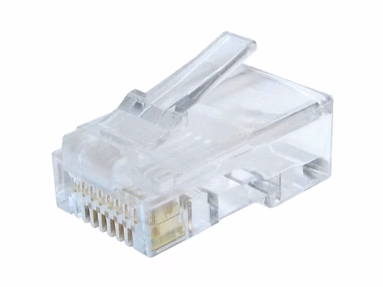 RJ45 Modular Plug LC-8P8C-002/100, Modular plug 8P8C for solid CAT6 LAN cable, 30u” gold plated, 100 pcs/bag