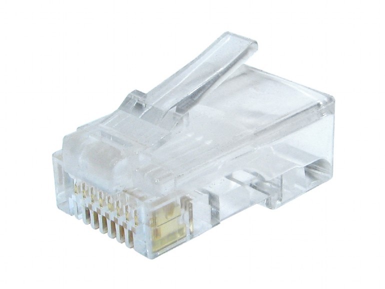 RJ45 Modular Plug LC-8P8C-002/100, Modular plug 8P8C for solid CAT6 LAN cable, 30u” gold plated, 100 pcs/bag photo 1